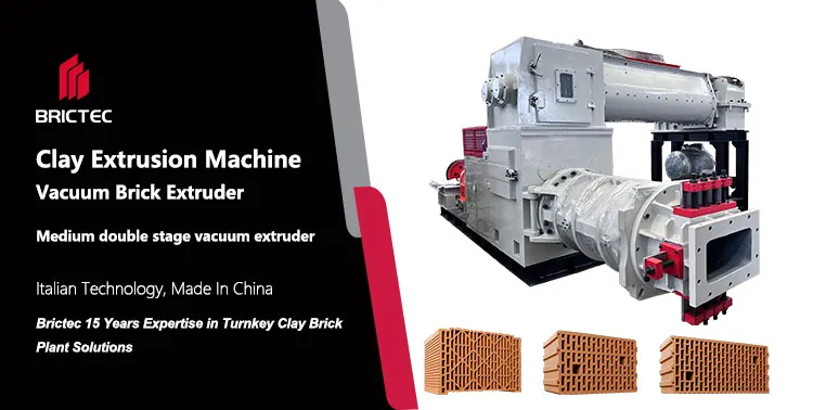 Tuğla Yapım Makinesi Orta Ölçekli Çift Kademeli Vakumlu Ekstrüder, Kil Tuğla ve Kiremit İçin 0